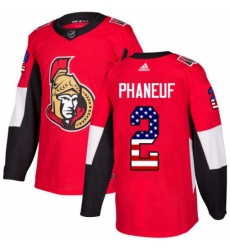 Youth Adidas Ottawa Senators 2 Dion Phaneuf Authentic Red USA Flag Fashion NHL Jersey 