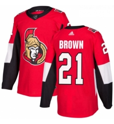 Youth Adidas Ottawa Senators 21 Logan Brown Authentic Red Home NHL Jersey 