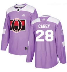 Youth Adidas Ottawa Senators 28 Paul Carey Authentic Purple Fights Cancer Practice NHL Jersey 