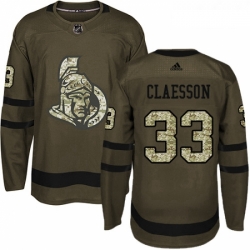Youth Adidas Ottawa Senators 33 Fredrik Claesson Premier Green Salute to Service NHL Jersey 
