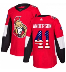Youth Adidas Ottawa Senators 41 Craig Anderson Authentic Red USA Flag Fashion NHL Jersey 