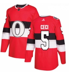 Youth Adidas Ottawa Senators 5 Cody Ceci Authentic Red 2017 100 Classic NHL Jersey 