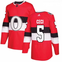 Youth Adidas Ottawa Senators 5 Cody Ceci Authentic Red 2017 100 Classic NHL Jersey 