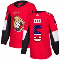 Youth Adidas Ottawa Senators 5 Cody Ceci Authentic Red USA Flag Fashion NHL Jersey 