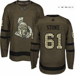 Youth Adidas Ottawa Senators 61 Mark Stone Authentic Green Salute to Service NHL Jersey 