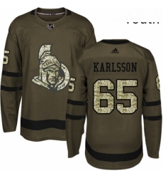 Youth Adidas Ottawa Senators 65 Erik Karlsson Authentic Green Salute to Service NHL Jersey 