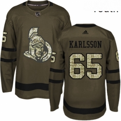 Youth Adidas Ottawa Senators 65 Erik Karlsson Premier Green Salute to Service NHL Jersey 