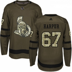 Youth Adidas Ottawa Senators 67 Ben Harpur Premier Green Salute to Service NHL Jersey 