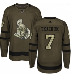 Youth Adidas Ottawa Senators 7 Brady Tkachuk Authentic Green Salute to Service NHL Jersey 