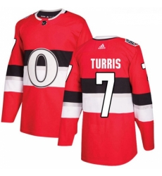Youth Adidas Ottawa Senators 7 Kyle Turris Authentic Red 2017 100 Classic NHL Jersey 