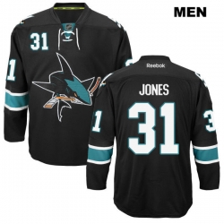 Alternate Martin Jones Mens San Jose Sharks Authentic Stitched Reebok #31 Black NHL Jersey