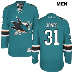 Men Martin Jones Mens Stitched San Jose Sharks Authentic Reebok 31 Teal NHL Jersey