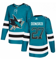 Mens Adidas San Jose Sharks 27 Joonas Donskoi Authentic Teal Drift Fashion NHL Jersey 