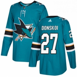 Mens Adidas San Jose Sharks 27 Joonas Donskoi Authentic Teal Green Home NHL Jersey 