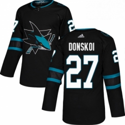 Mens Adidas San Jose Sharks 27 Joonas Donskoi Premier Black Alternate NHL Jersey 
