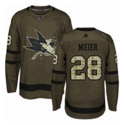 Mens Adidas San Jose Sharks 28 Timo Meier Premier Green Salute to Service NHL Jersey 