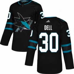 Mens Adidas San Jose Sharks 30 Aaron Dell Premier Black Alternate NHL Jersey 
