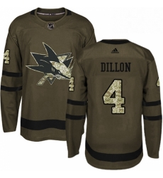 Mens Adidas San Jose Sharks 4 Brenden Dillon Authentic Green Salute to Service NHL Jersey 