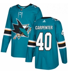 Mens Adidas San Jose Sharks 40 Ryan Carpenter Authentic Teal Green Home NHL Jersey 
