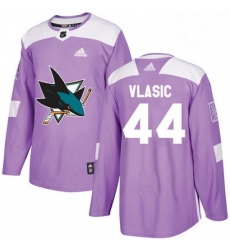 Mens Adidas San Jose Sharks 44 Marc Edouard Vlasic Authentic Purple Fights Cancer Practice NHL Jersey 
