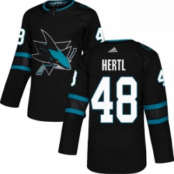 Mens Adidas San Jose Sharks 48 Tomas Hertl Premier Black Alternate NHL Jersey 