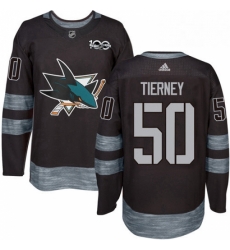 Mens Adidas San Jose Sharks 50 Chris Tierney Authentic Black 1917 2017 100th Anniversary NHL Jersey 