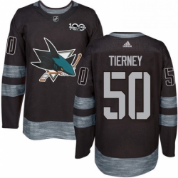 Mens Adidas San Jose Sharks 50 Chris Tierney Authentic Black 1917 2017 100th Anniversary NHL Jersey 