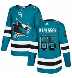 Mens Adidas San Jose Sharks 65 Erik Karlsson Authentic Teal Drift Fashion NHL Jersey 