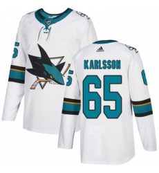 Mens Adidas San Jose Sharks 65 Erik Karlsson Authentic White Away NHL Jersey 