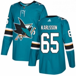 Mens Adidas San Jose Sharks 65 Erik Karlsson Premier Teal Green Home NHL Jersey 