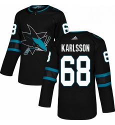 Mens Adidas San Jose Sharks 68 Melker Karlsson Premier Black Alternate NHL Jersey 