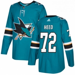 Mens Adidas San Jose Sharks 72 Tim Heed Authentic Teal Green Home NHL Jersey 