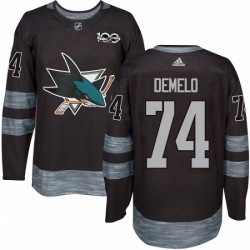 Mens Adidas San Jose Sharks 74 Dylan DeMelo Authentic Black 1917 2017 100th Anniversary NHL Jersey 