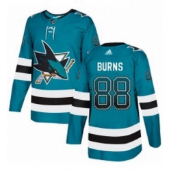 Mens Adidas San Jose Sharks 88 Brent Burns Authentic Teal Drift Fashion NHL Jersey 