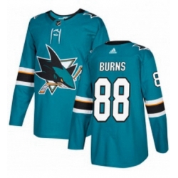 Mens Adidas San Jose Sharks 88 Brent Burns Authentic Teal Green Home NHL Jersey 