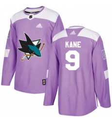 Mens Adidas San Jose Sharks 9 Evander Kane Authentic Purple Fights Cancer Practice NHL Jersey 