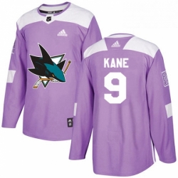 Mens Adidas San Jose Sharks 9 Evander Kane Authentic Purple Fights Cancer Practice NHL Jersey 
