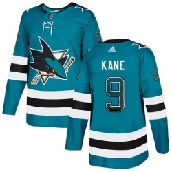Mens Adidas San Jose Sharks 9 Evander Kane Authentic Teal Drift Fashion NHL Jersey 