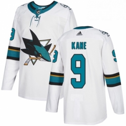 Mens Adidas San Jose Sharks 9 Evander Kane Authentic White Away NHL Jersey 