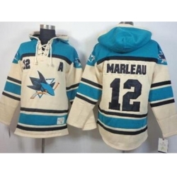 San Jose Sharks #12 Patrick Marleau Cream Stitched NHL Sawyer Hooded Sweatshirt
