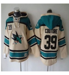 San Jose Sharks #39 Logan Couture Cream Sawyer Hooded Sweatshirt Stitched NHL jersey