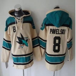 San Jose Sharks #8 Joe Pavelski Cream Sawyer Hooded Sweatshirt Stitched NHL jersey