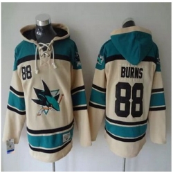 San Jose Sharks #88 Brent Burns Cream Sawyer Hooded Sweatshirt Stitched NHL jersey