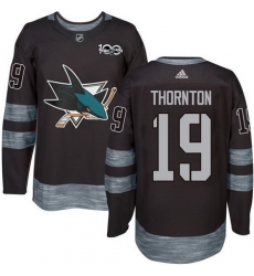 Sharks #19 Joe Thornton Black 1917 2017 100th Anniversary Stitched NHL Jersey