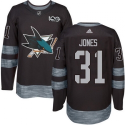 Sharks #31 Martin Jones Black 1917 2017 100th Anniversary Stitched NHL Jersey