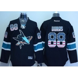 Sharks  #88 Brent Burns Black USA Flag Fashion Stitched NHL Jersey
