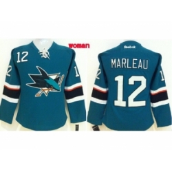 Women NHL San Jose Sharks #12 Patrick Marleau blue jerseys