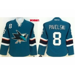 Women NHL San Jose Sharks #8 Joe Pavelski blue jerseys
