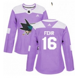 Womens Adidas San Jose Sharks 16 Eric Fehr Authentic Purple Fights Cancer Practice NHL Jerse