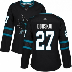 Womens Adidas San Jose Sharks 27 Joonas Donskoi Premier Black Alternate NHL Jersey 